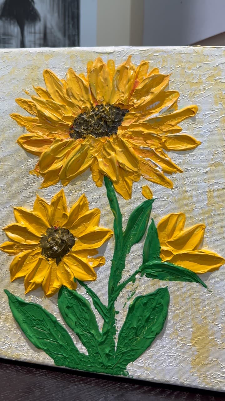 Sunflowers — Acrylic, palette knife