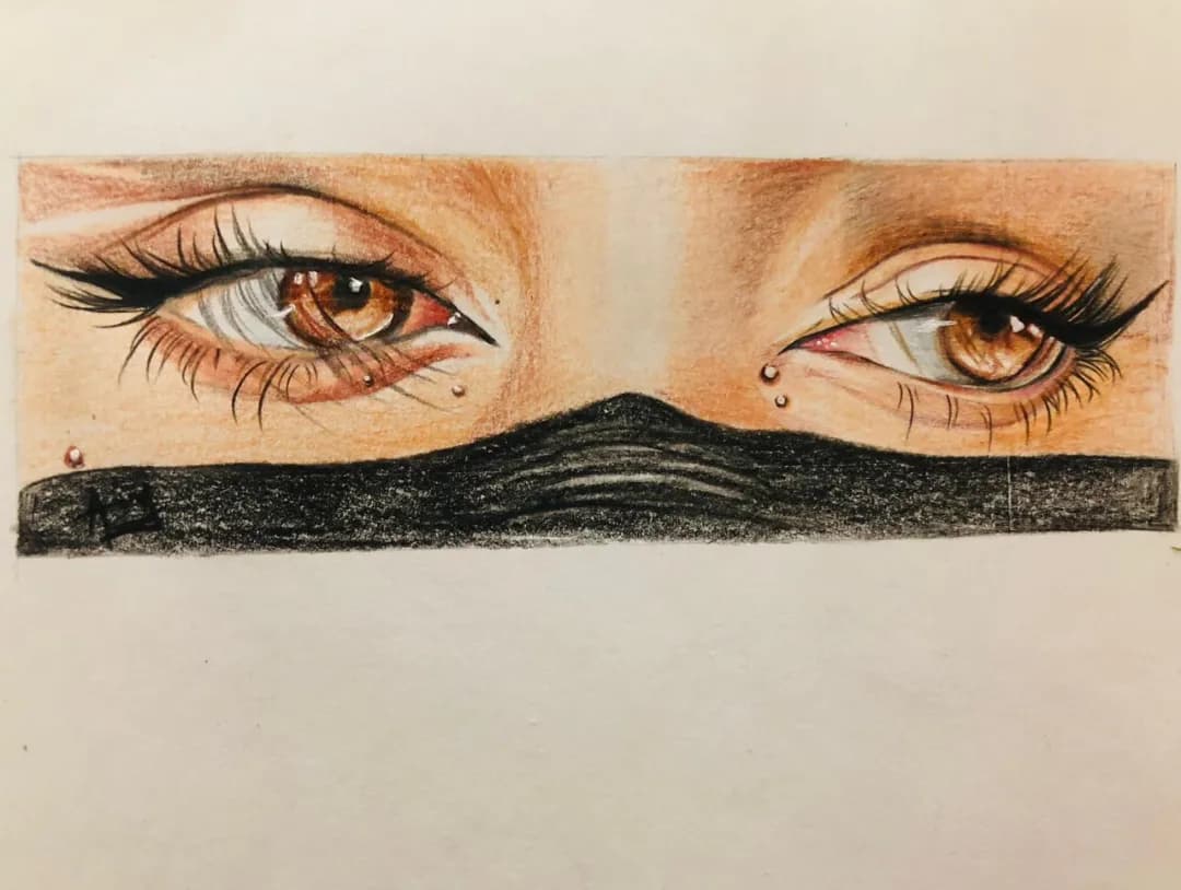 Niqab and Pearl — Colored pencil
